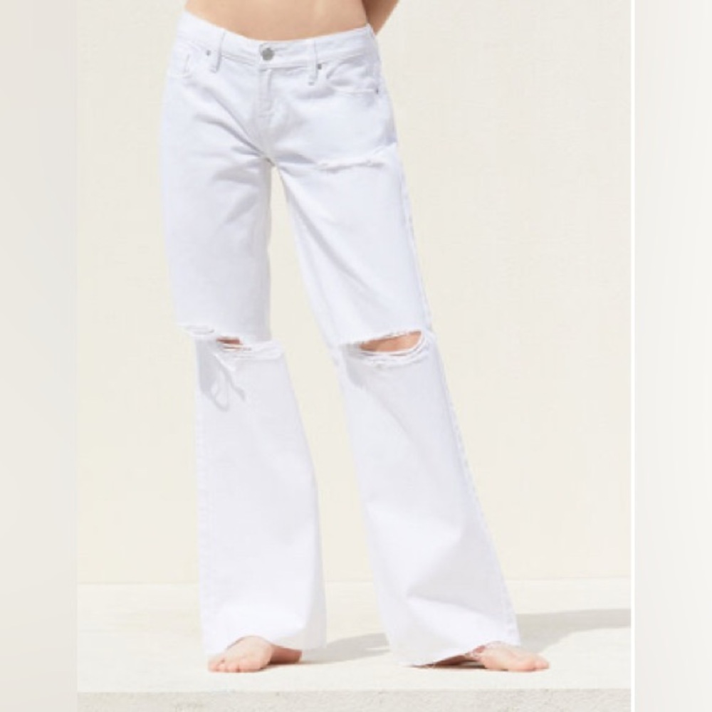 PacSun White Flare Distressed Jeans
